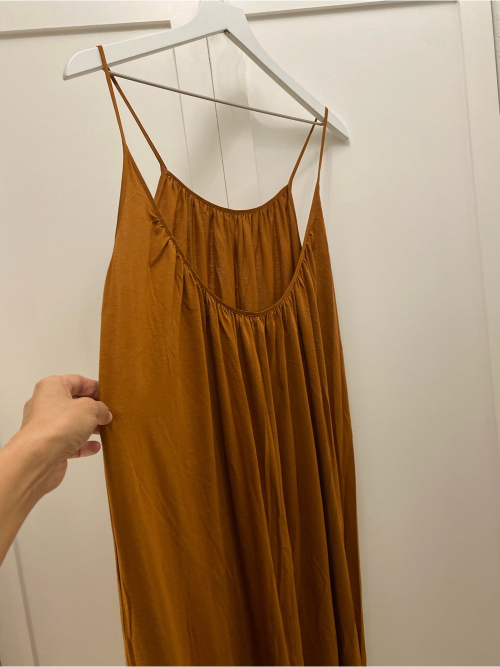 Zara Rust-Brown Spaghetti-Strap Maxi Dress Oversize - Picture 10 of 13